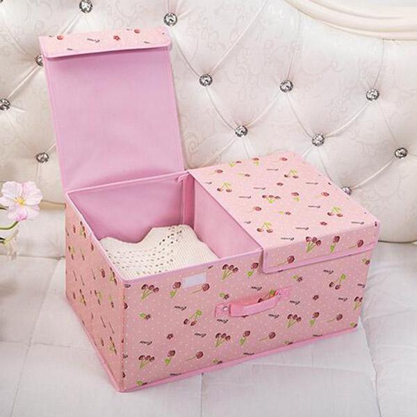 Cloth Art Folding Storage Box With Cover