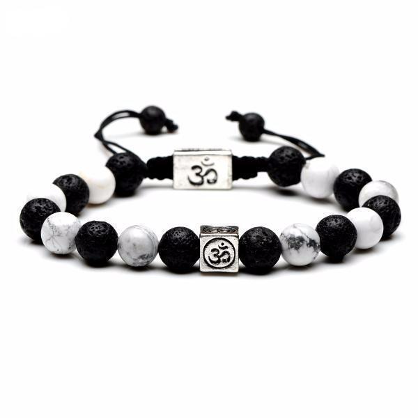 Natural Stone Yin Yang Box Om Charm Bracelets