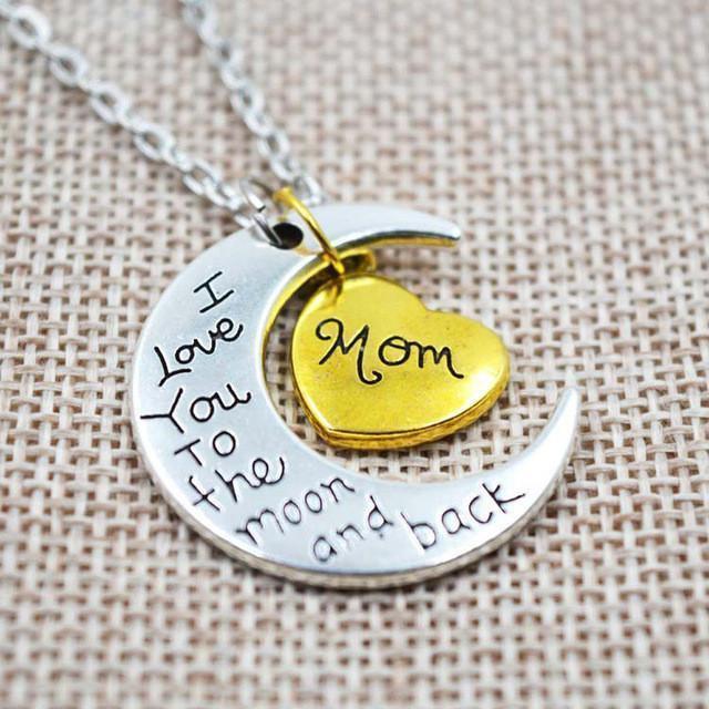 "I Love You To The Moon And Back" Two Tone Family Necklace