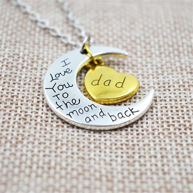 "I Love You To The Moon And Back" Two Tone Family Necklace