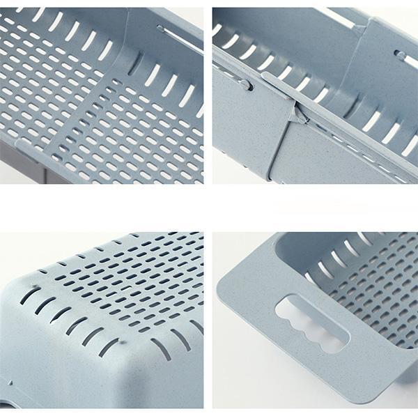 Adjustable Retractable Drain Basket - Plastic Multifunctional Sink Draining Rack - Vegetable Fruit Washing Storage Basket