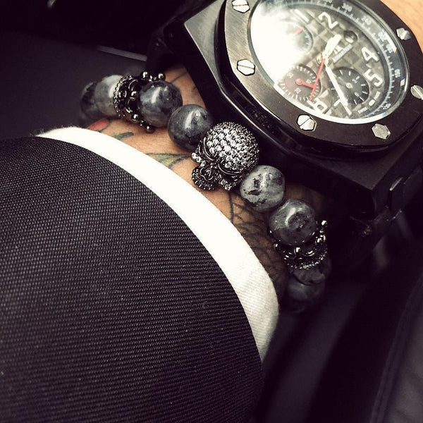 Royal Skull Natural Labradorite Stone Beads Bracelets