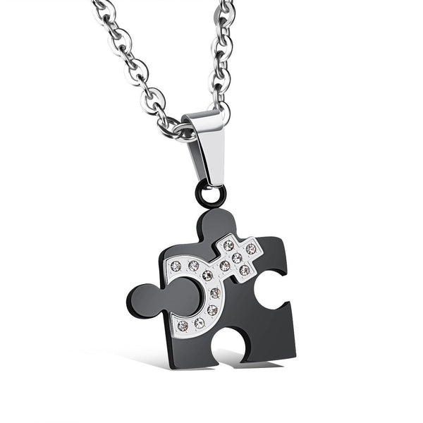 Black And White Puzzle Necklace For Lovers