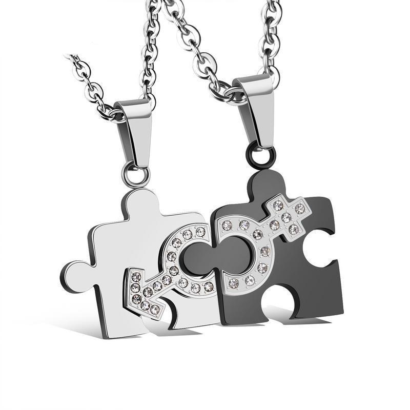 Black And White Puzzle Necklace For Lovers