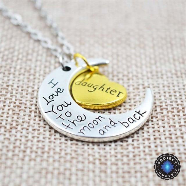 "I Love You To The Moon And Back" Two Tone Family Necklace