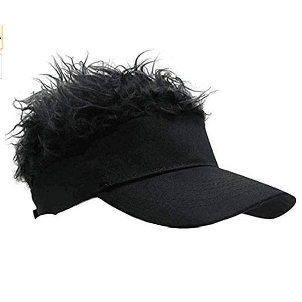 Adjustable Man Baseball Cap Wig with Hairs Visor Sun Hat