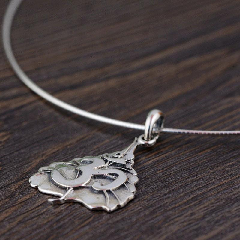 925 Silver Bodhi Leaf Om Pendant Necklaces