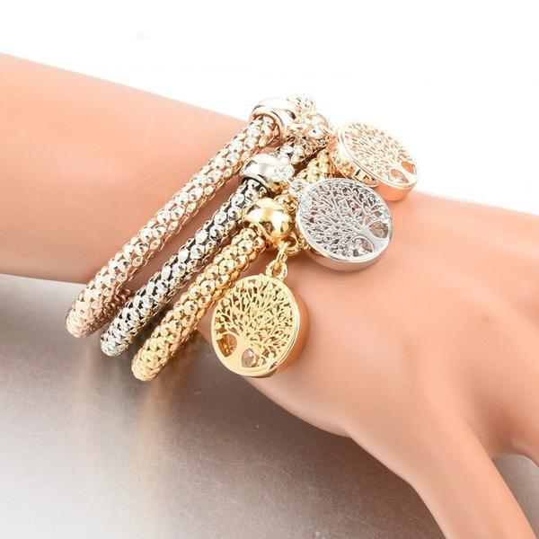 3 SET OF "TREE OF LIFE" BRACELETS WITH AUSTRIAN CRYSTALS