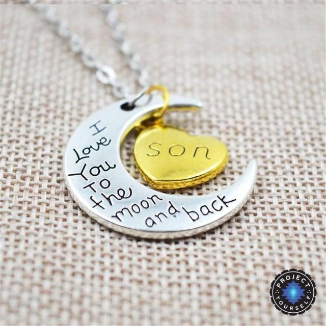 "I Love You To The Moon And Back" Two Tone Family Necklace