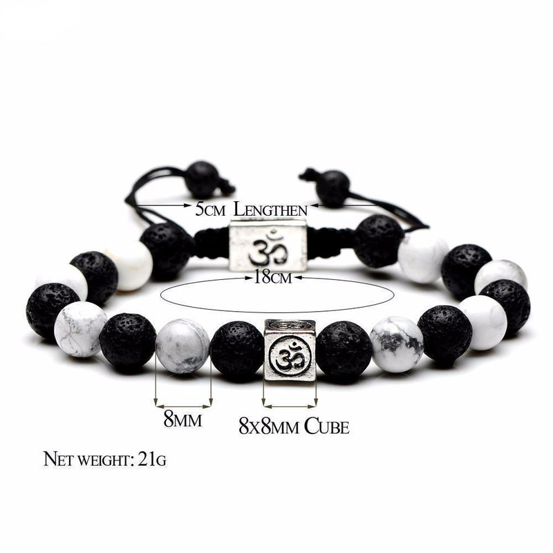 Natural Stone Yin Yang Box Om Charm Bracelets