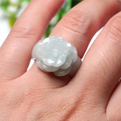 White Jadeite Rose Rings