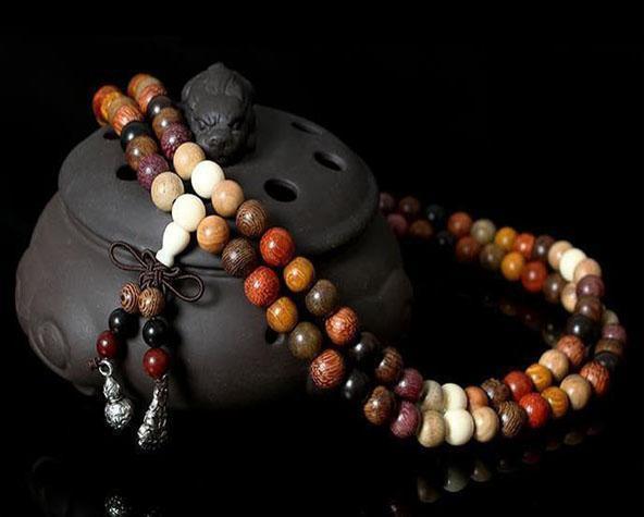 Mixed Natural Sandalwood 108 Beads Mala Bracelets