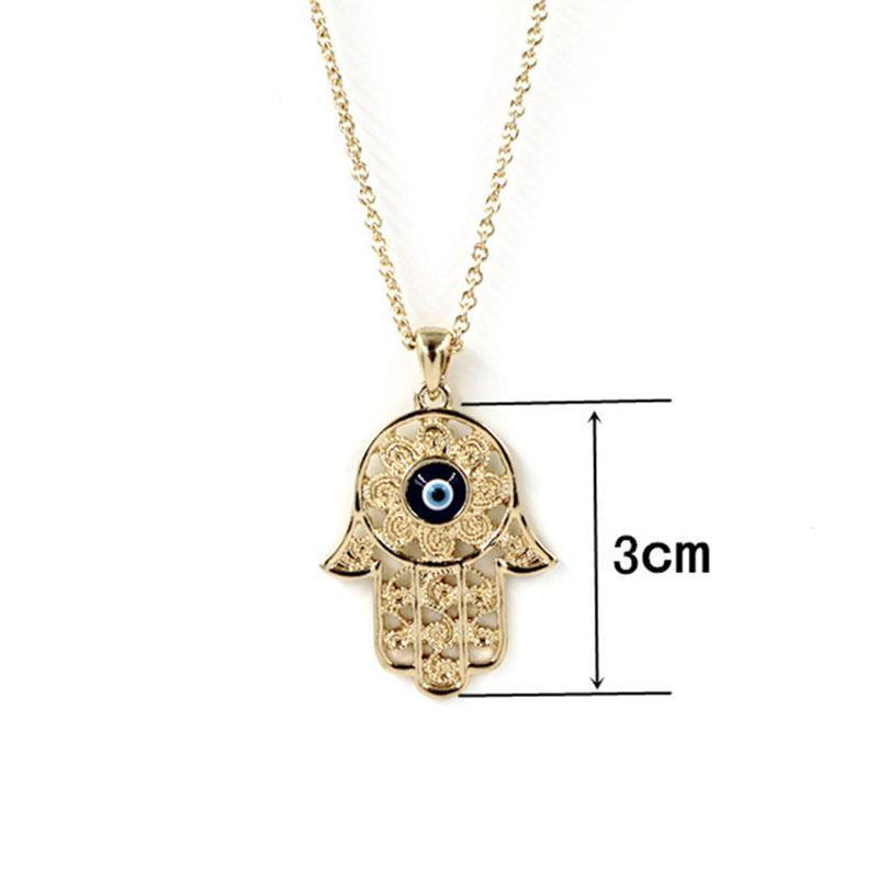 Gorgeous Hand of Fatima Blue Evil Eye Pendant Necklaces