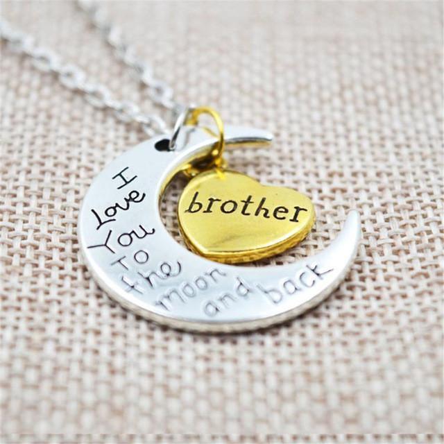 "I Love You To The Moon And Back" Two Tone Family Necklace