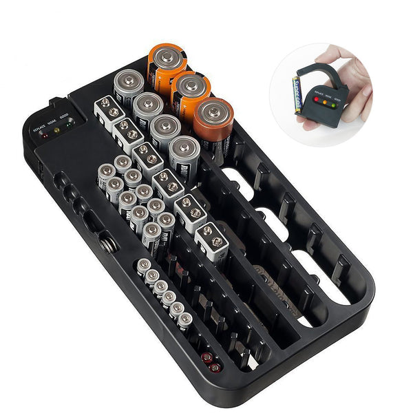 Battery Storage Organizer with Battery Tester