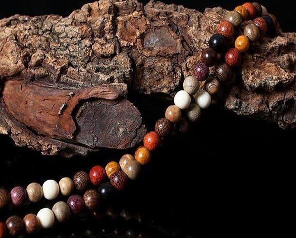 Mixed Natural Sandalwood 108 Beads Mala Bracelets