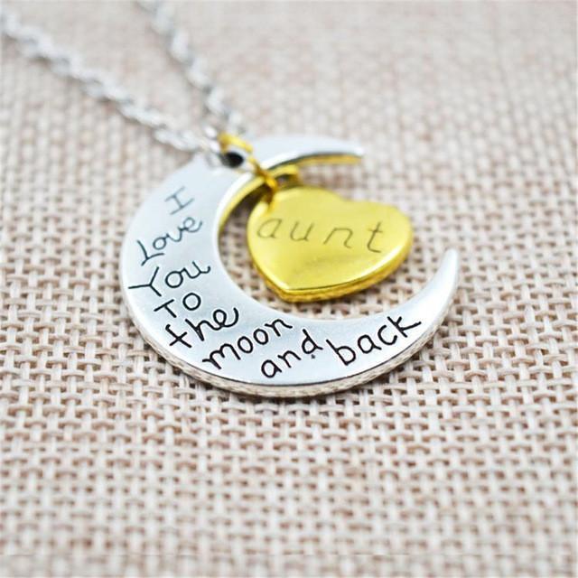 "I Love You To The Moon And Back" Two Tone Family Necklace