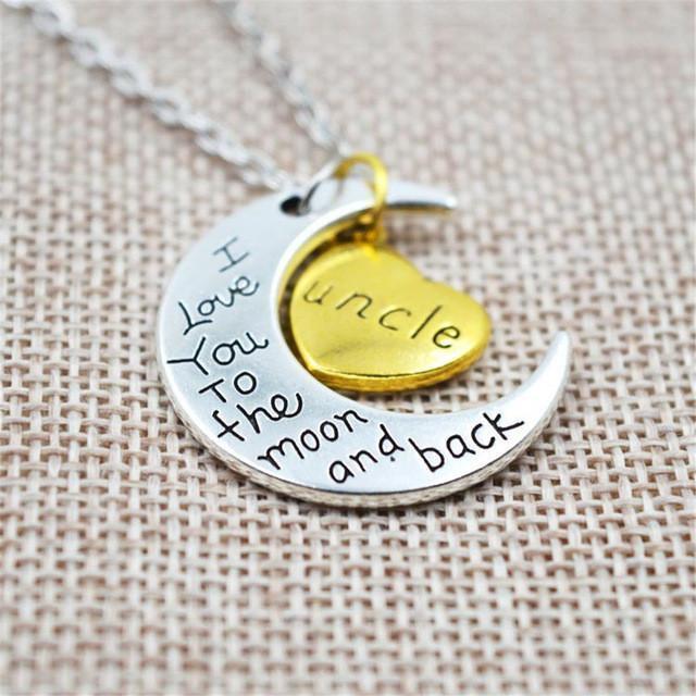 "I Love You To The Moon And Back" Two Tone Family Necklace