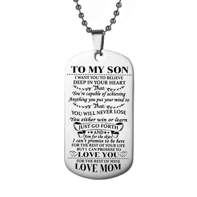 Engraving Stainless Steel Tags Dad + Mom To Son + Daughter