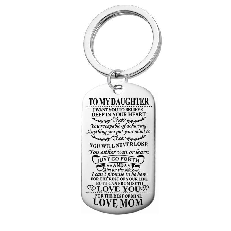 Engraving Stainless Steel Tags Dad + Mom To Son + Daughter