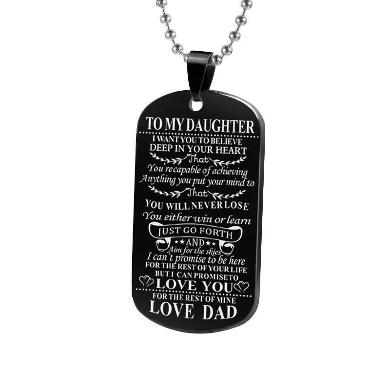 Engraving Stainless Steel Tags Dad + Mom To Son + Daughter