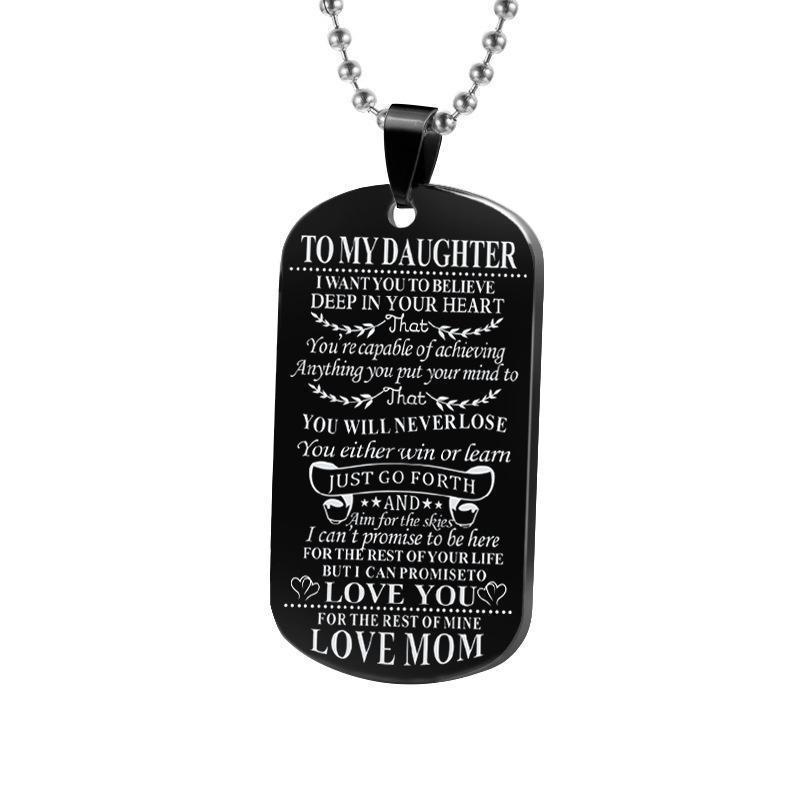 Engraving Stainless Steel Tags Dad + Mom To Son + Daughter