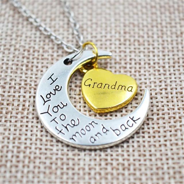 "I Love You To The Moon And Back" Two Tone Family Necklace