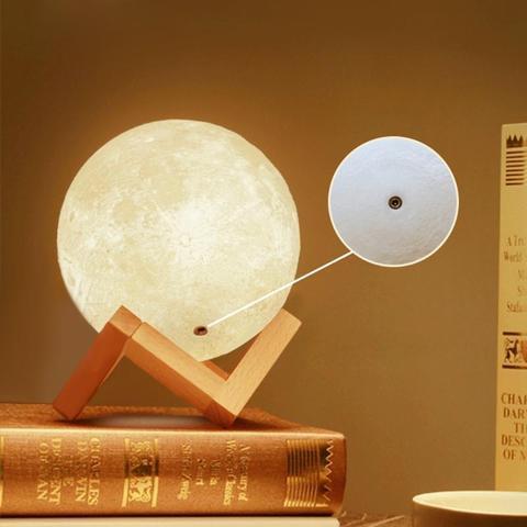 Moon Lamp, LOGROTATE 2&16 Colors LED 3D Print Moon Light with Stand & Remote&Touch Control